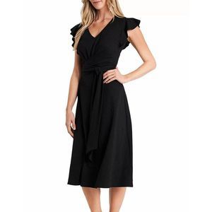 CeCe Black Midi Dress Size XL